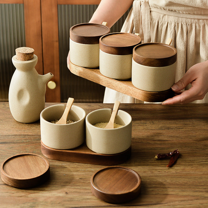 Simple design wooden lid spice jar