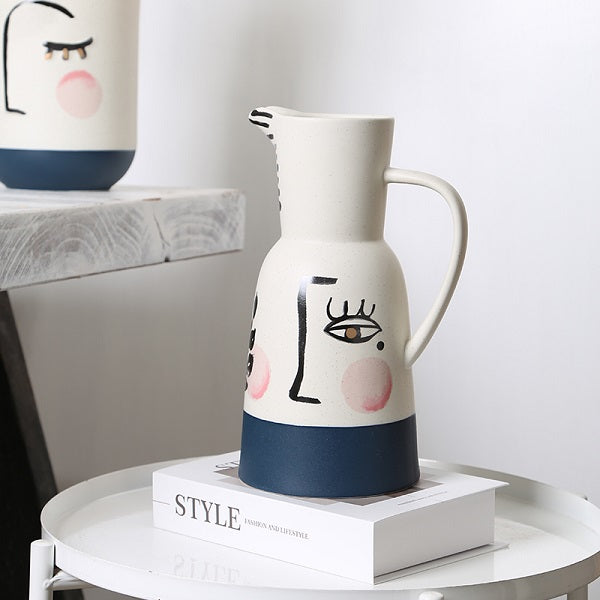 Hand-painted face creative ceramic water bottle from qingfa ceramics