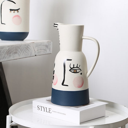 Hand-painted face creative ceramic water bottle from qingfa ceramics