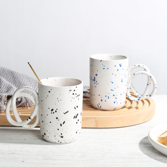 Ink dot creative design handle mug from Qingfa ceramics