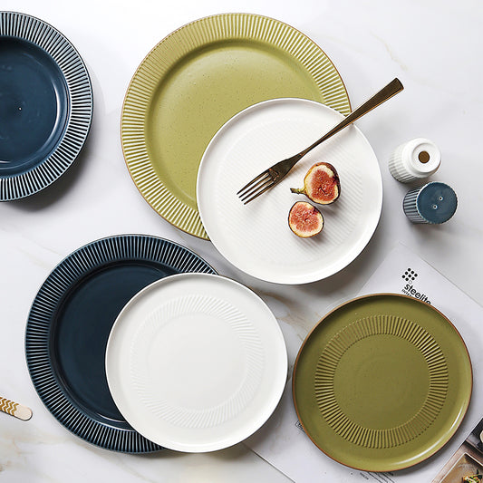 Solid color fine grain dinner plate from qingfa ceramics