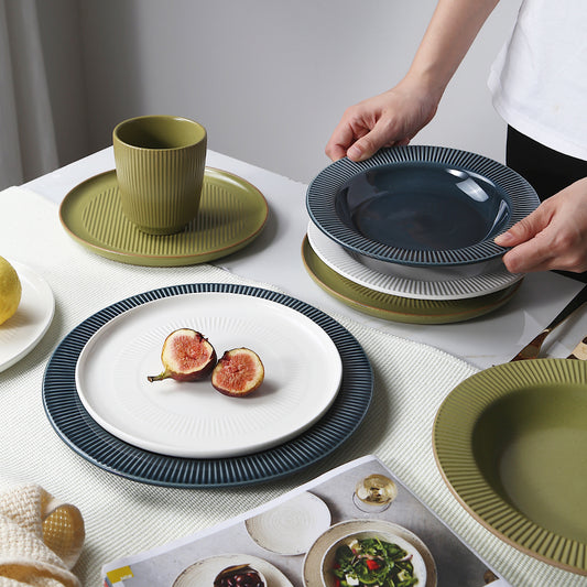 Solid color tableware set with fine edges form qingfa ceramics