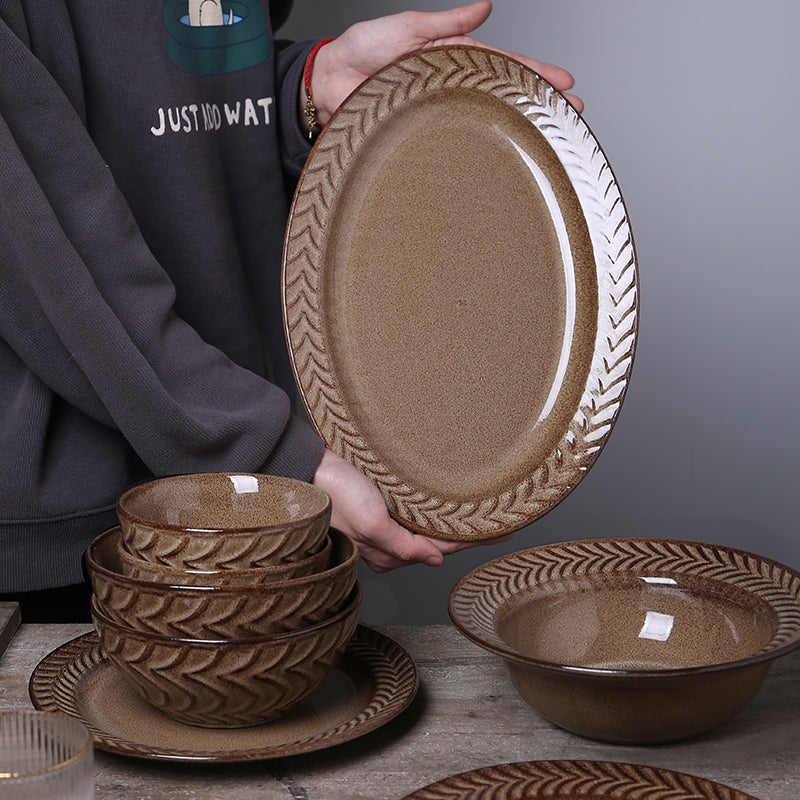 Rattan style tableware set from ringfi bathroom