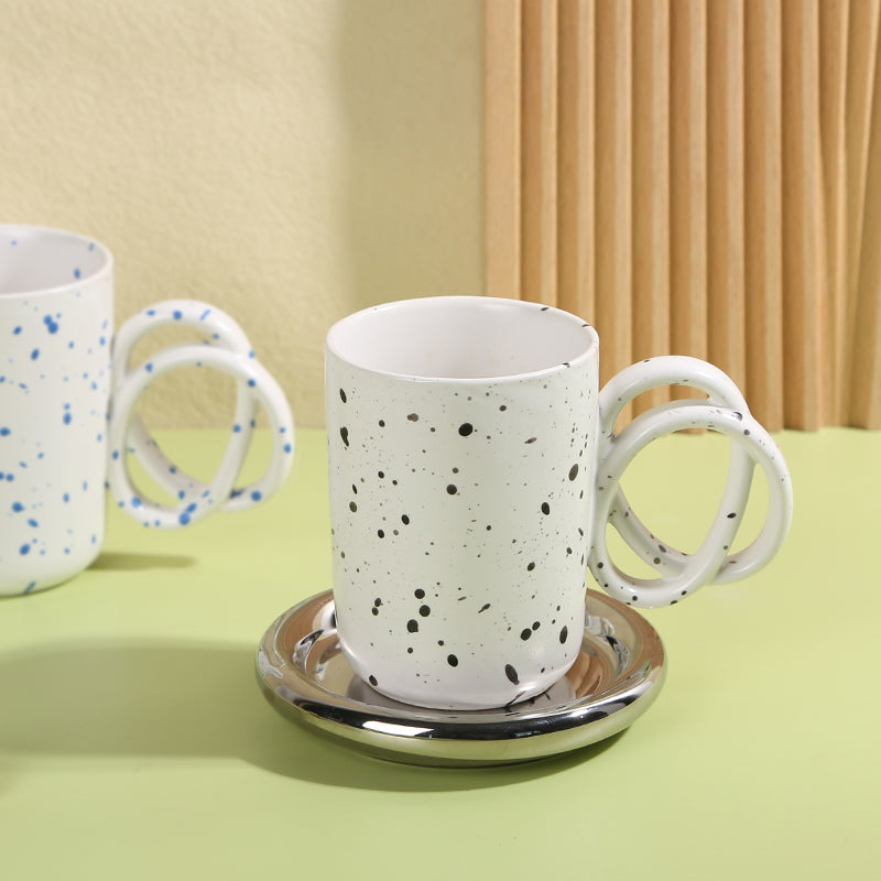 Ink-dot special-shaped handle creative cup