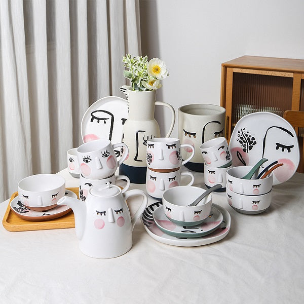 Hand-painted style abstract painting pattern tableware set