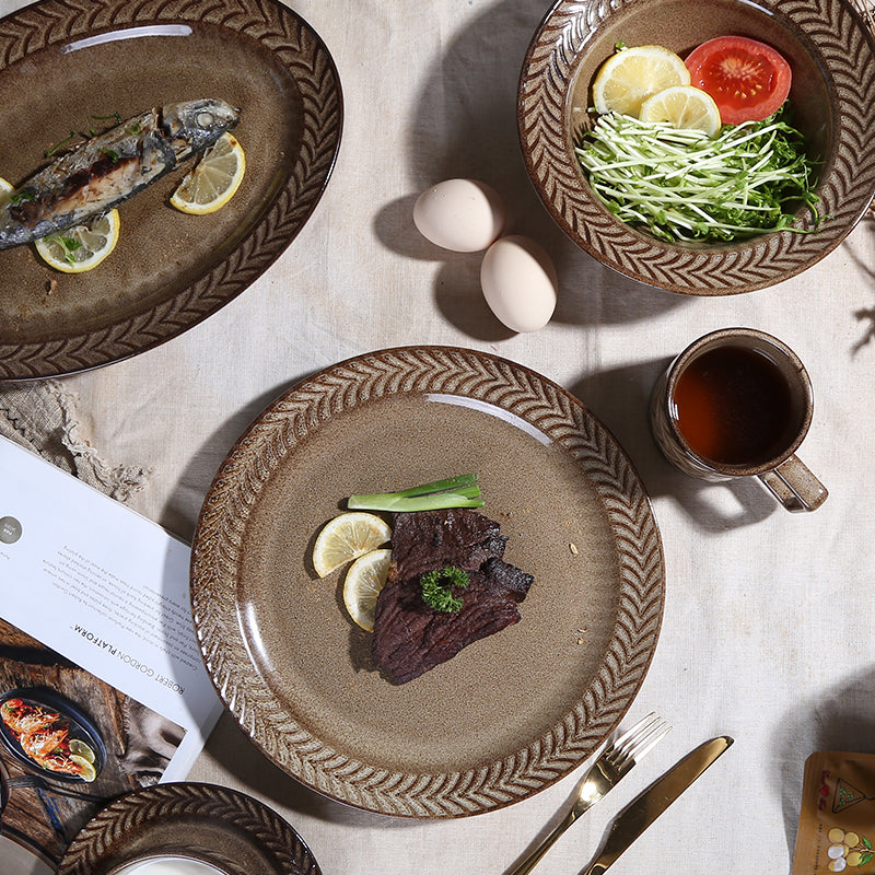 Nordic design rattan pattern tableware set