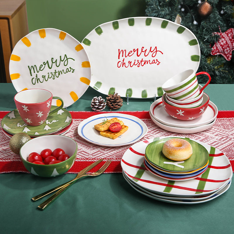 Christmas series set (including cup and saucer set, dinner plate, dinner bowl, etc.)