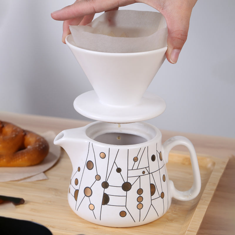 Geometric pattern combination coffee filter cup V60 sharing pot cup set