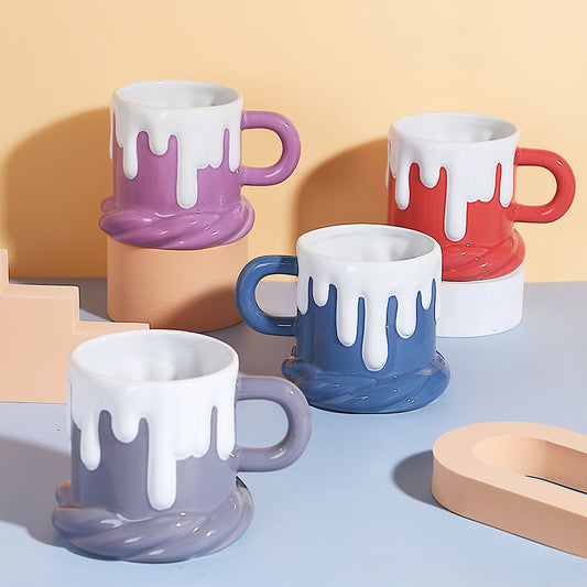 Taza creativa de estilo de diseño derretido de nieve derretida