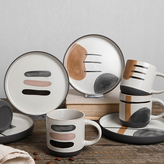 "Hand-painted stoneware" tableware set