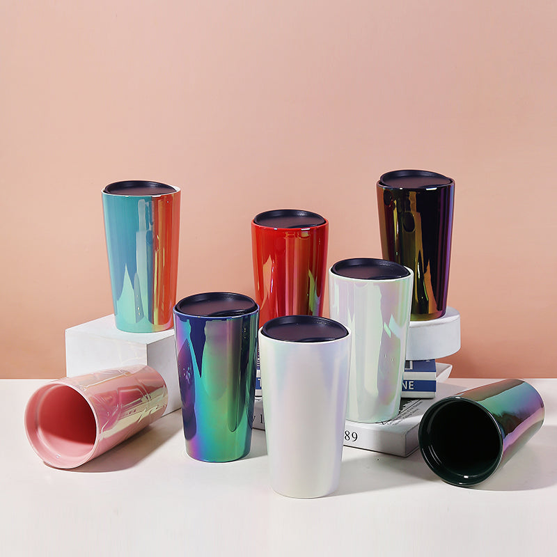 Double-layer metallic glossy gradient color creative cup