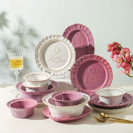 Nordic design carved pattern tableware set