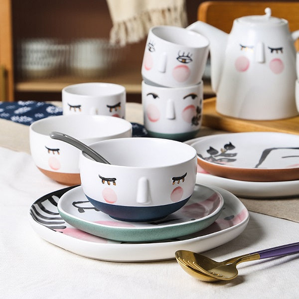 Hand-painted style abstract painting pattern tableware set