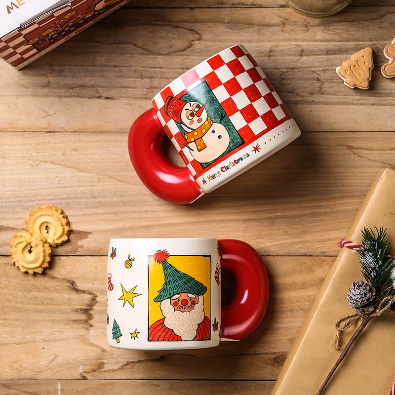 2024 Christmas themed cartoon mug with thick handle