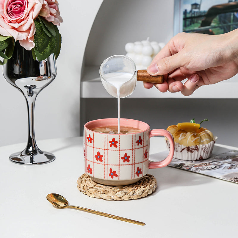 Hand-painted wildflower plaid coffee cup