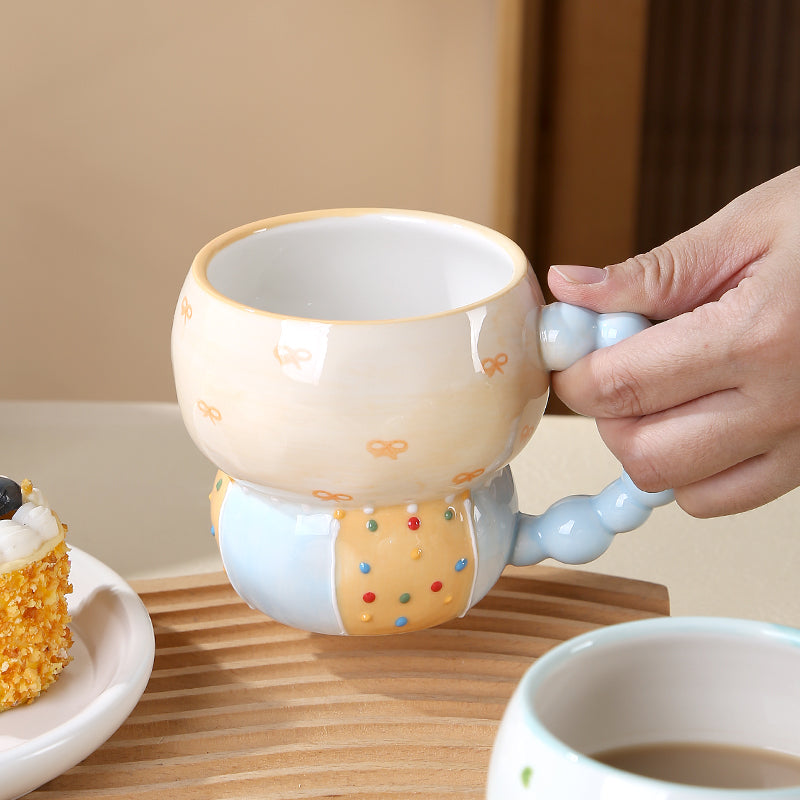 Hand-painted donut pearl handle cup