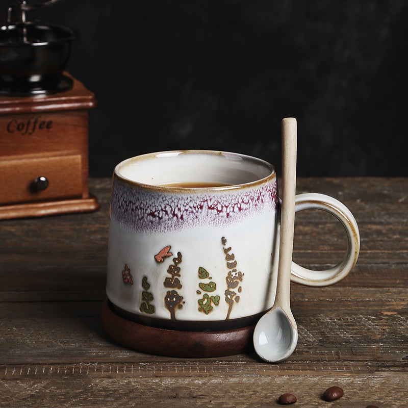 Retro distressed pattern coffee mug