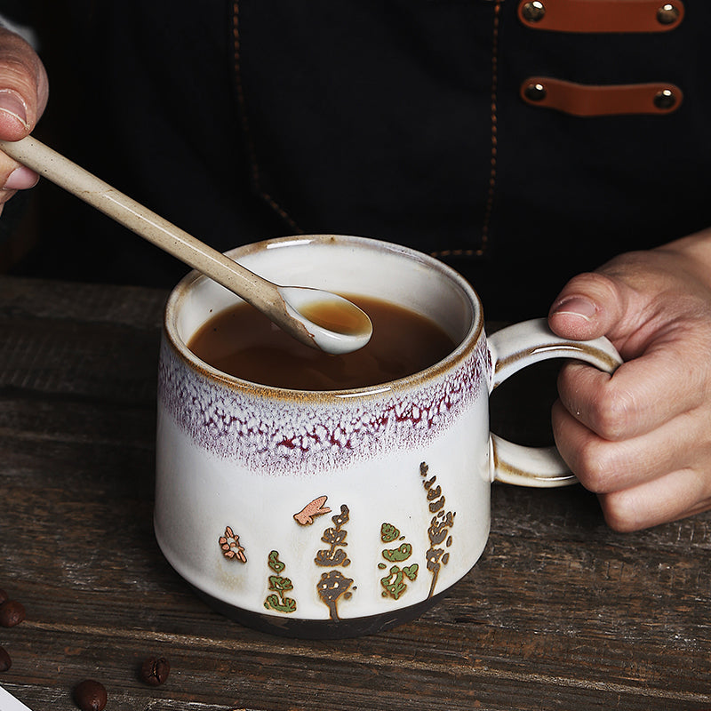 Retro distressed pattern coffee mug