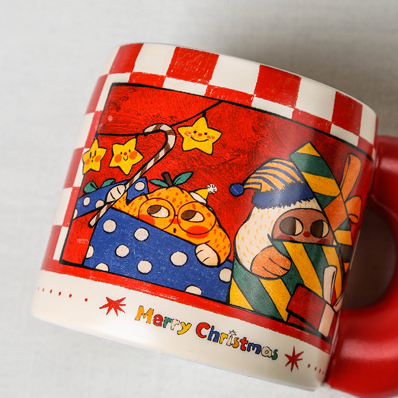 2024 Christmas themed cartoon mug with thick handle