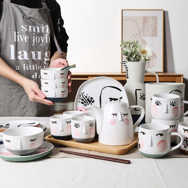 Hand-painted style abstract painting pattern tableware set