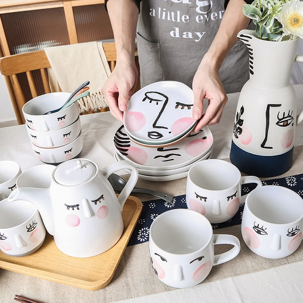 Hand-painted style abstract painting pattern tableware set