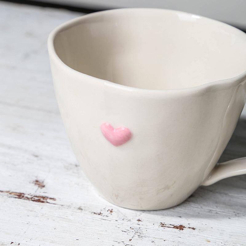 Small fresh heart relief embellished coffee cup