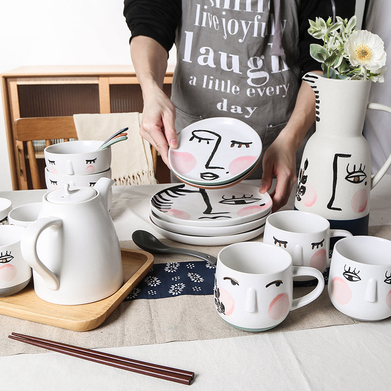 Hand-painted style abstract painting pattern tableware set