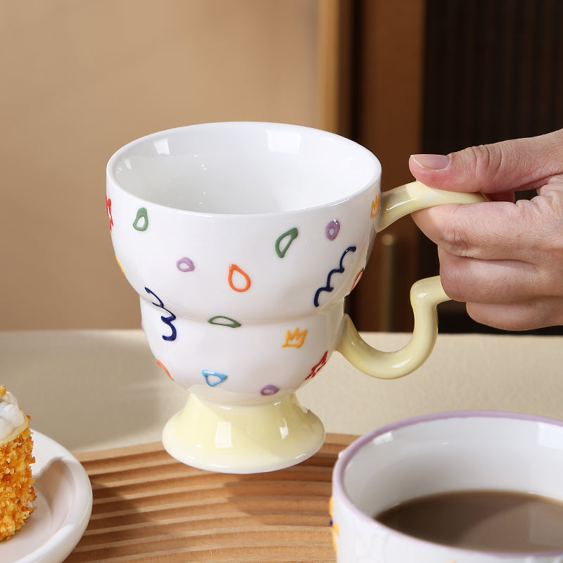 Hand-painted conical butterfly handle coffee cup (second version)