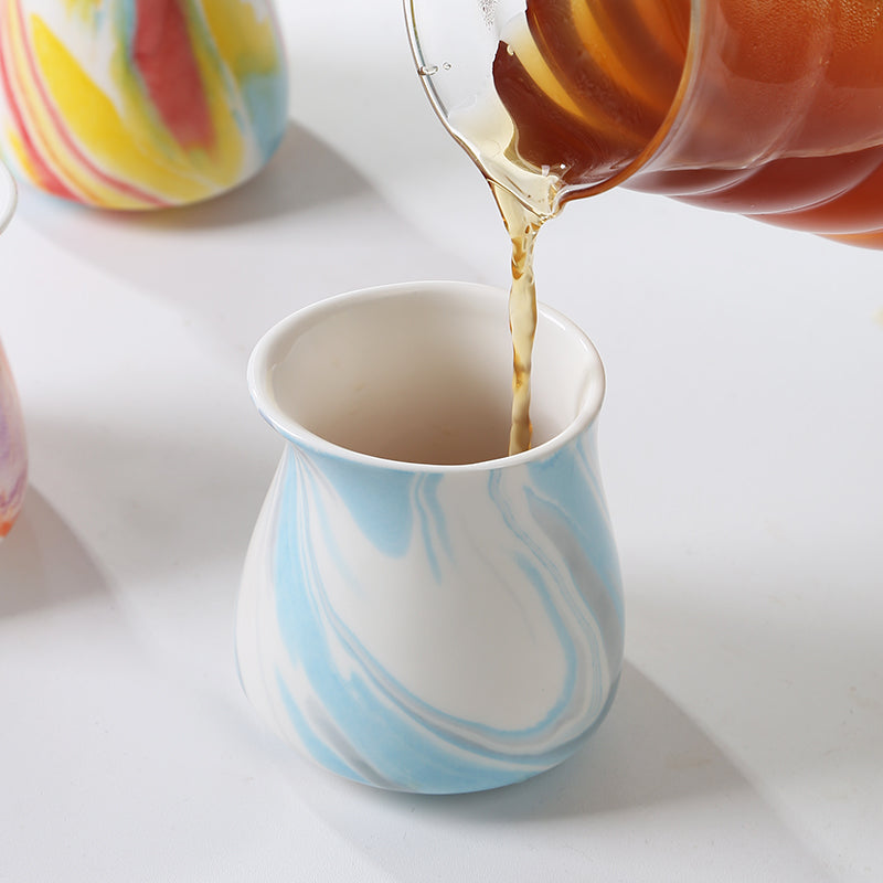 Watercolor painted coffee and tea cups