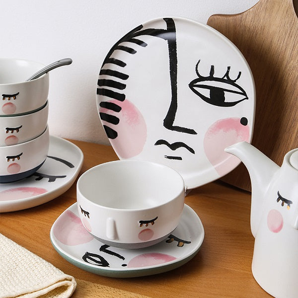 Hand-painted style abstract painting pattern tableware set