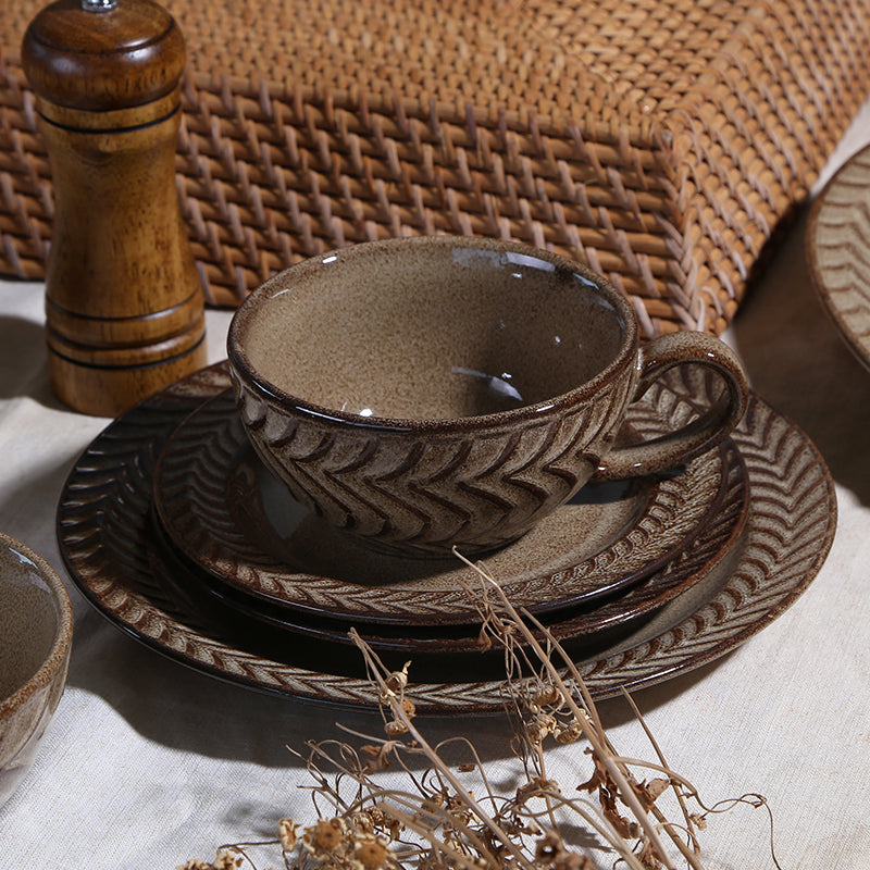 Nordic design rattan pattern tableware set