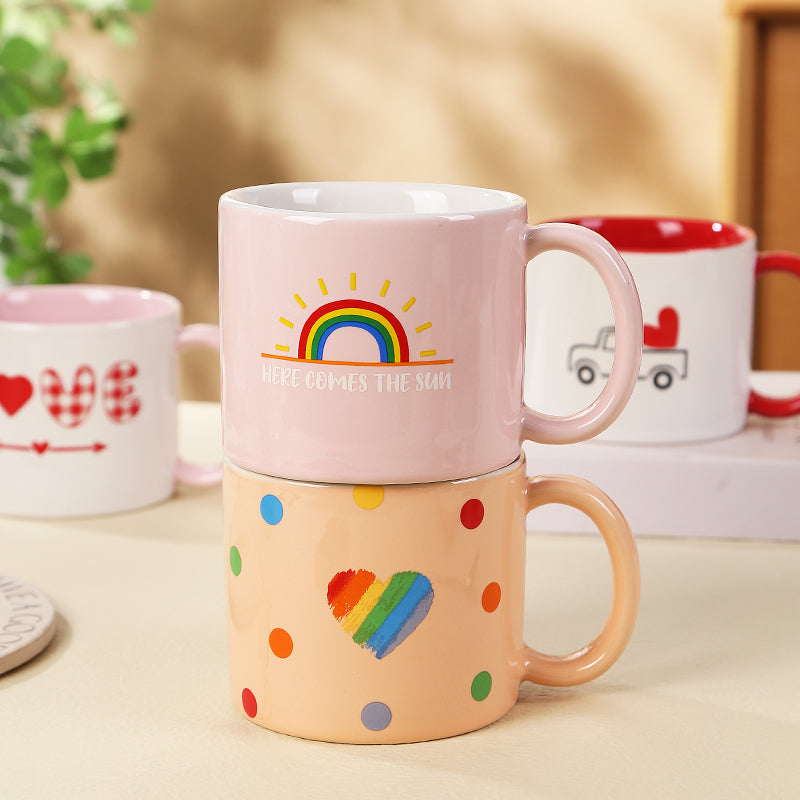 Simple hand-painted cartoon mug