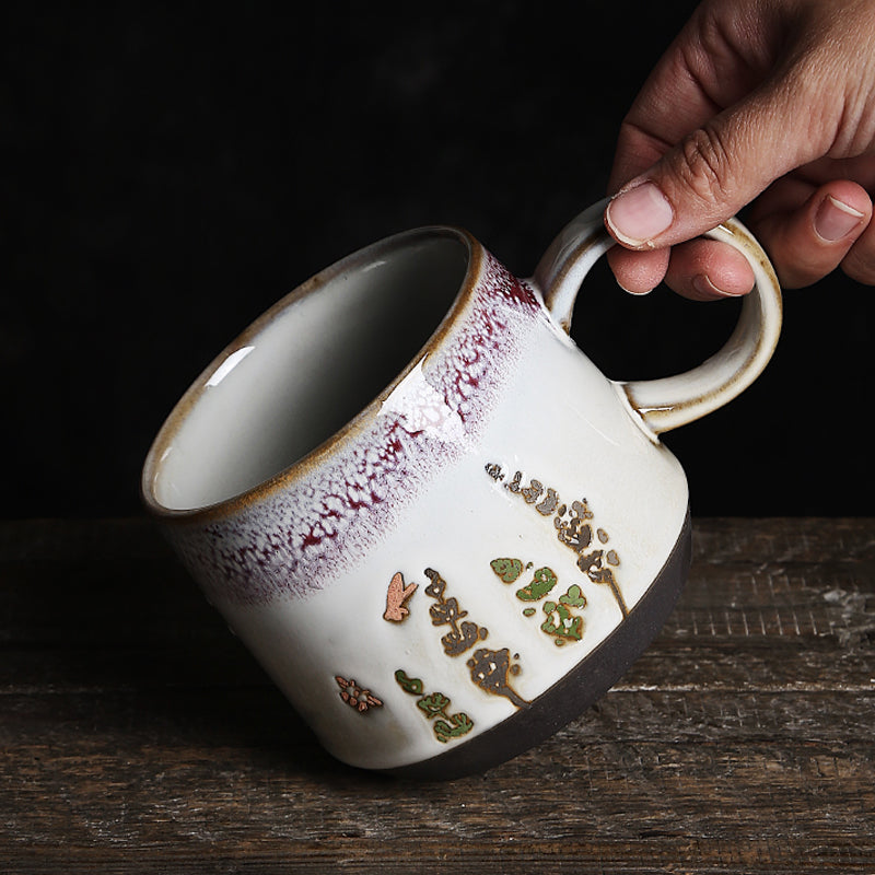 Retro distressed pattern coffee mug