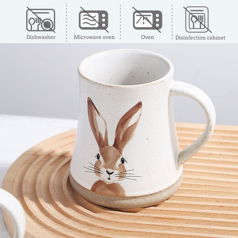 Stoneware style hand-painted rabbit pattern creative cup