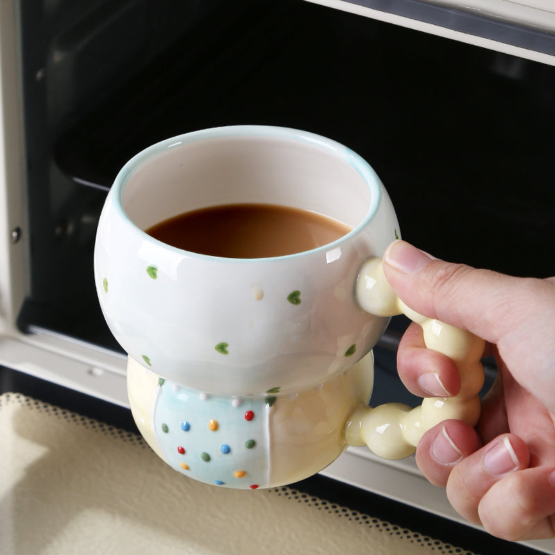 Hand-painted donut pearl handle cup