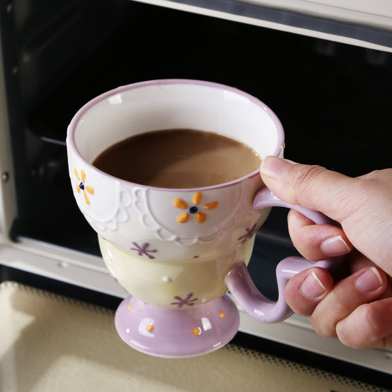 Hand-painted conical butterfly handle coffee cup (second version)